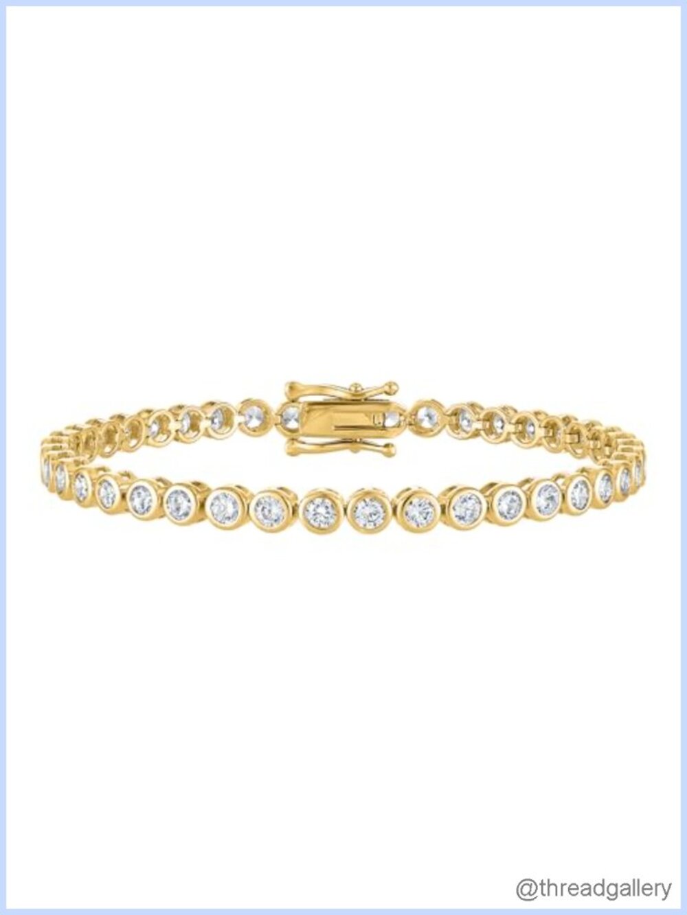 Women's 3mm Bezel Set CZ Tennis Bracelet 24K Gold Plated 6.5in